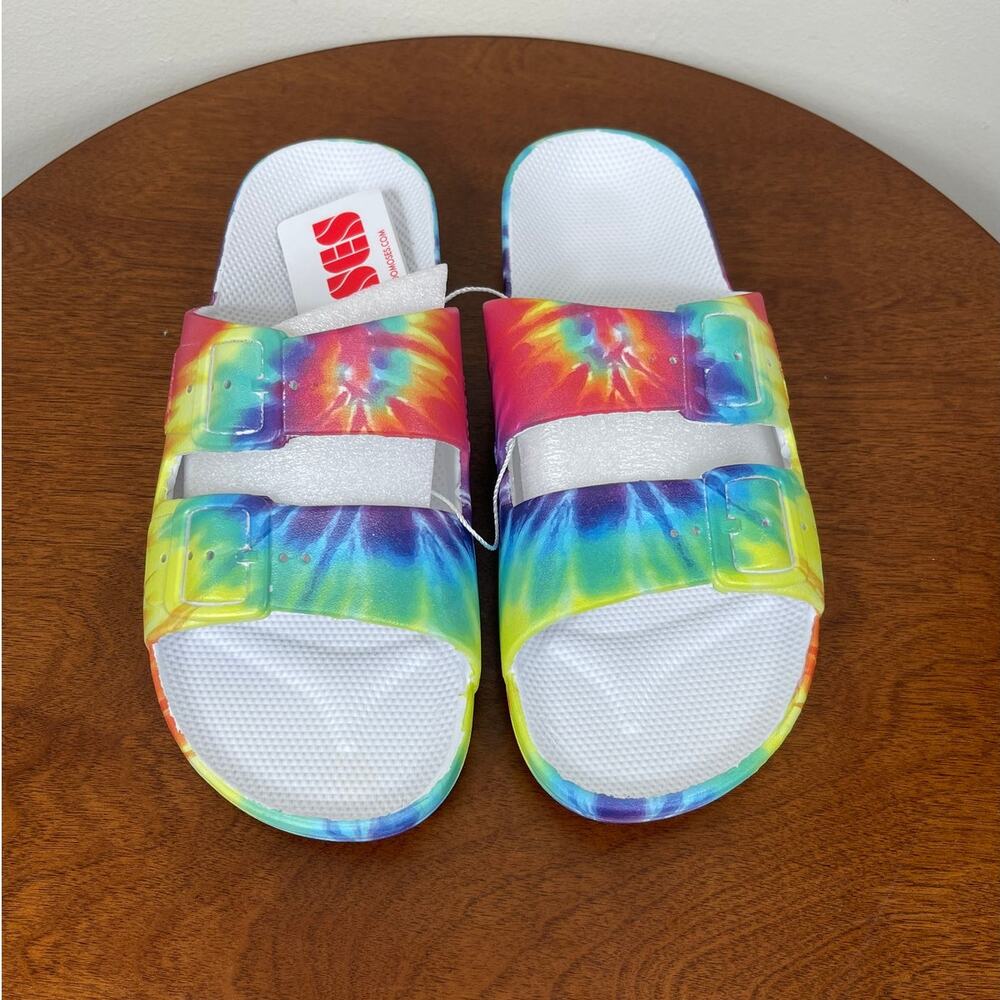 New Freedom Moses Tie-Dye Two Band Slides Women's Size 8-9